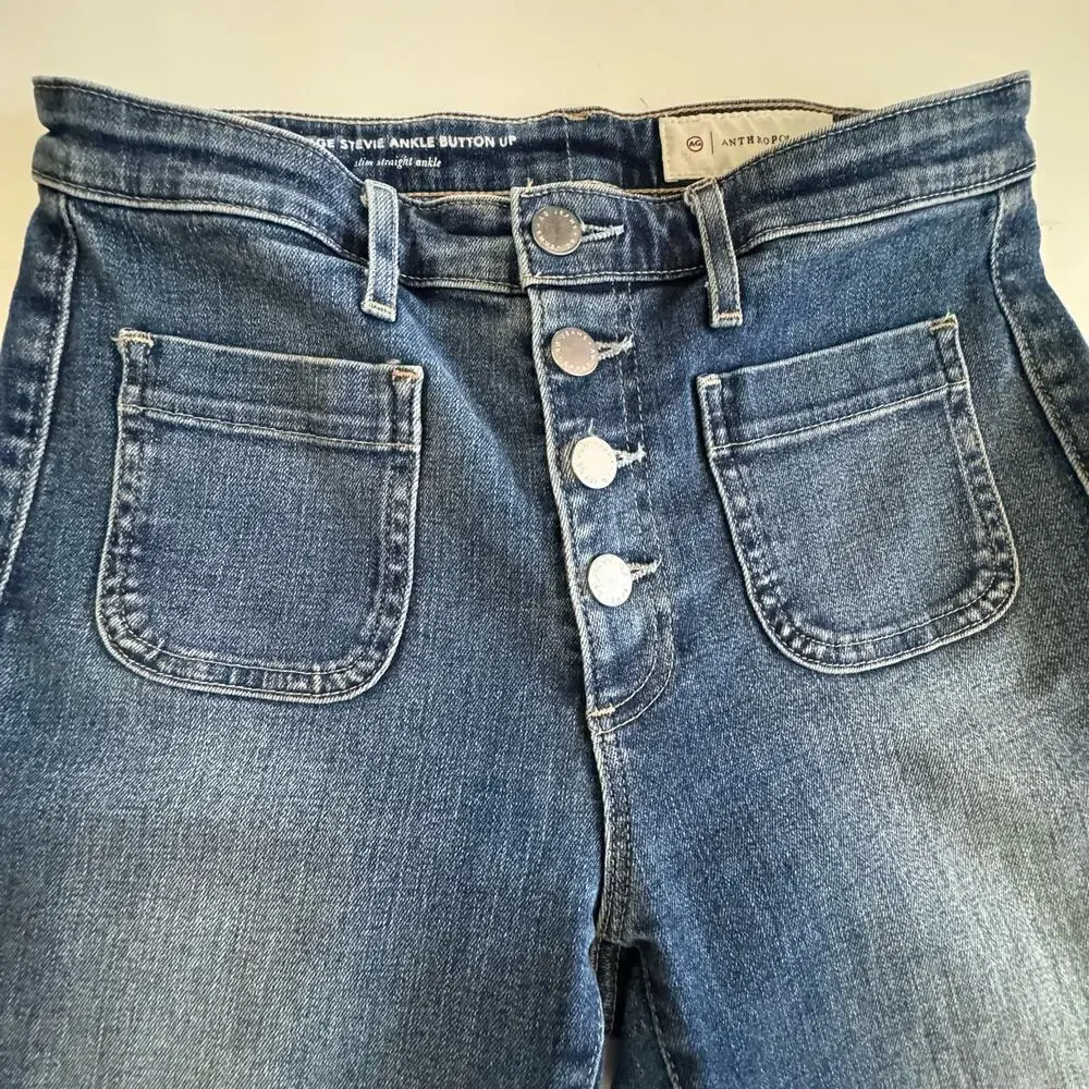 AG Adriano Goldschmied Jeans Buton Fly High Rise Straight Leg Denim‎ Size 26